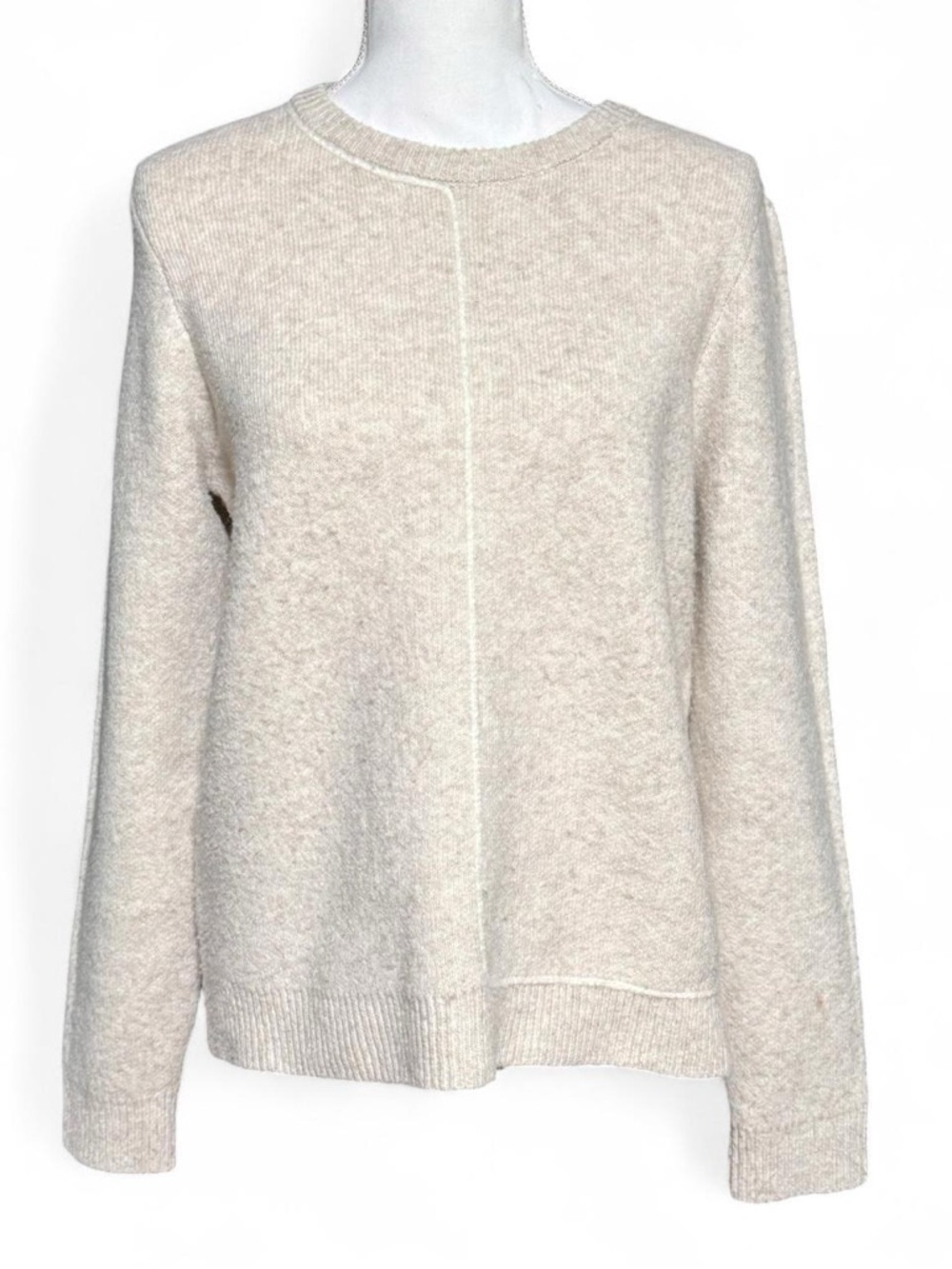 Jason Wu Cream Bouclé Knit Sweater Women’s Soft Minimalist Cozy Top Medium